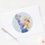 Holiday Miss Piggy Classic Round Sticker