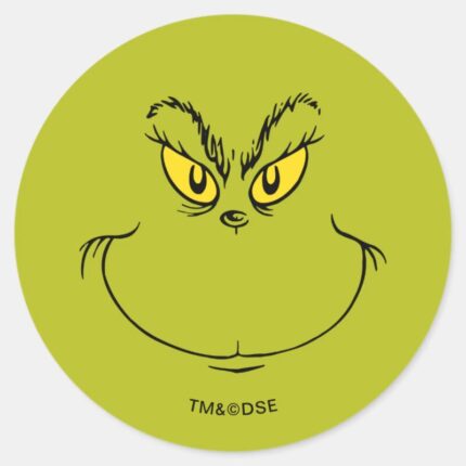 How Grinch Stole Christmas Face Classic Round Sticker
