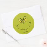 How Grinch Stole Christmas Face Classic Round Sticker