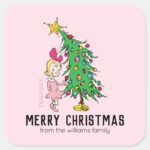 How Grinch Stole Christmas Cindy Lou Who Square Sticker