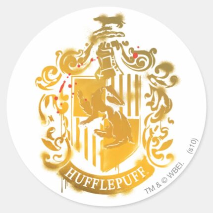 Hufflepuff Crest Splattered Classic Round Sticker