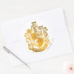 Hufflepuff Crest Splattered Classic Round Sticker