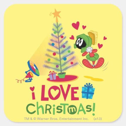 I Love Christmas MARVIN THE MARTIAN™ Square Sticker