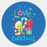 I Love Christmas TWEETY™ Classic Round Sticker