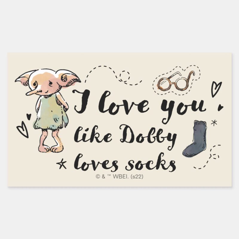 I Love You Like Dobby Loves Socks Rectangular Sticker I Love You Like Dobby Loves Socks Rectangular Sticker