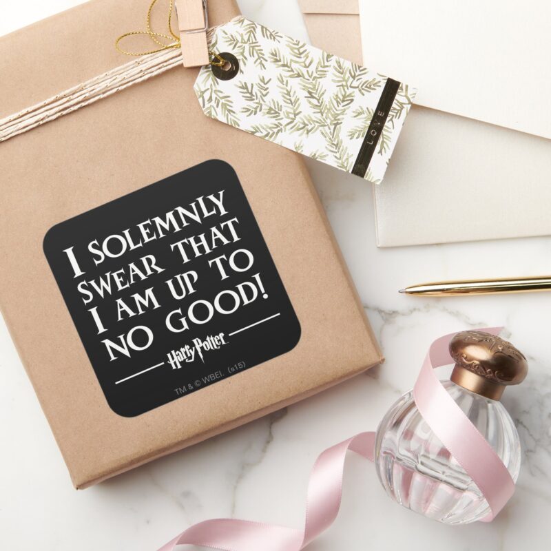 I SOLEMNLY SWEAR THAT I AM UP TO NO GOOD™ SQUARE STICKER