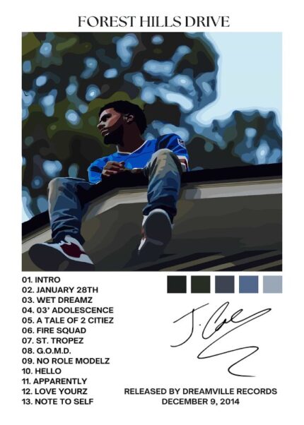 J Cole 2014 Forest Hills Drive Music Poster