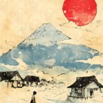 Japanese Mountain Village Landscape Poster