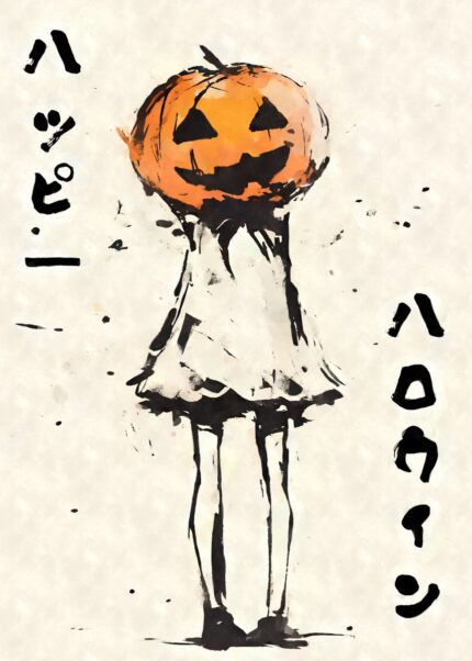 Japanese Pumpkin Head Girl Poster