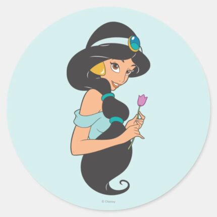 Jasmine Holding Flower Classic Round Sticker