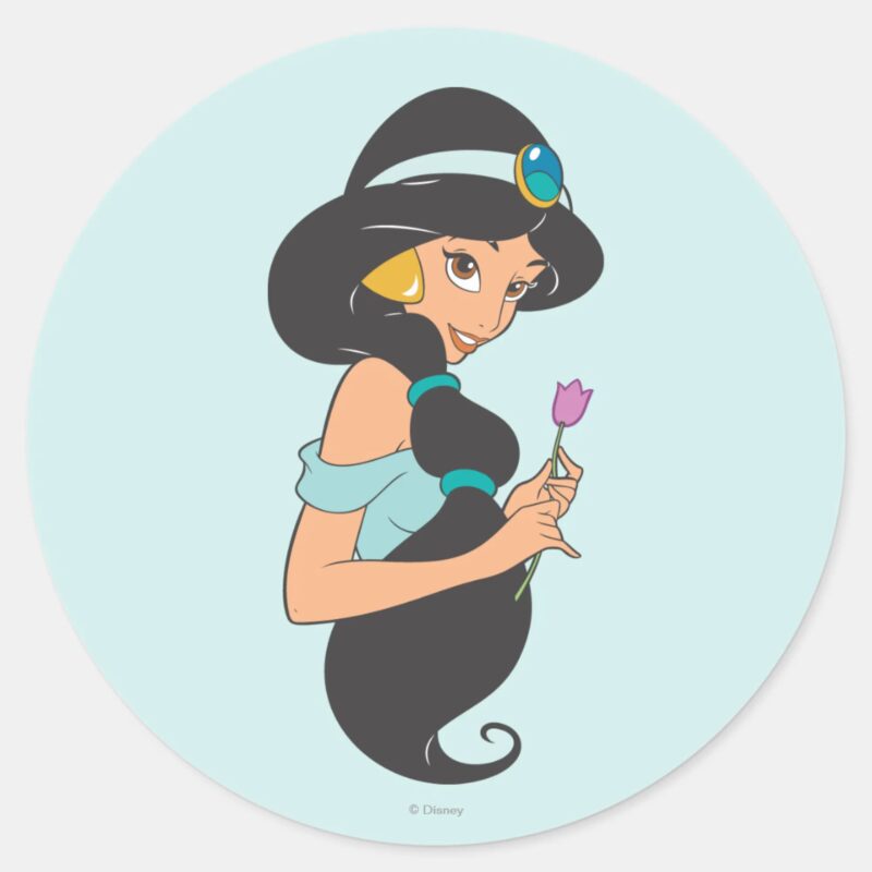 Jasmine Holding Flower Classic Round Sticker Jasmine Holding Flower Classic Round Sticker