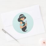 Jasmine Holding Flower Classic Round Sticker