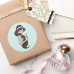 Jasmine Holding Flower Classic Round Sticker