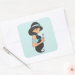Jasmine Holding Flower Square Sticker