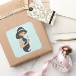 Jasmine Holding Flower Square Sticker