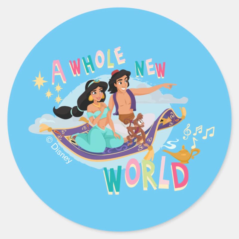 Jasmine Aladdin Carpet Ride A Whole New World Classic Round Sticker