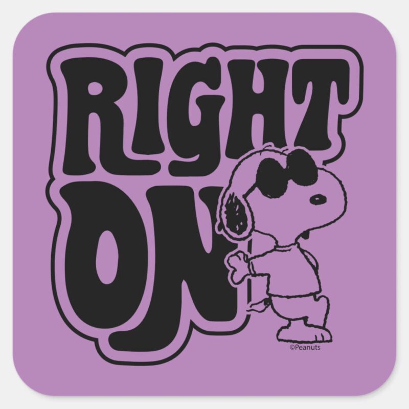 Joe Cool Right On Square Sticker Joe Cool Right On Square Sticker