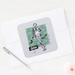 Joker With Golf Club Square Sticker