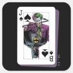 Joker And Batman Spade Playing Card Illustration Square Sticker