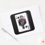 Joker And Batman Spade Playing Card Illustration Square Sticker