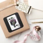 Joker And Batman Spade Playing Card Illustration Square Sticker