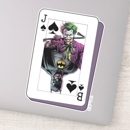Joker And Batman Spade Playing Card Illustration Sticker