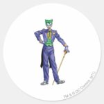 Joker Stands With Cane Classic Round Sticker