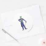 Joker Stands With Cane Classic Round Sticker