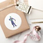 Joker Stands With Cane Classic Round Sticker