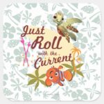 Just Roll With The Current Square Sticker