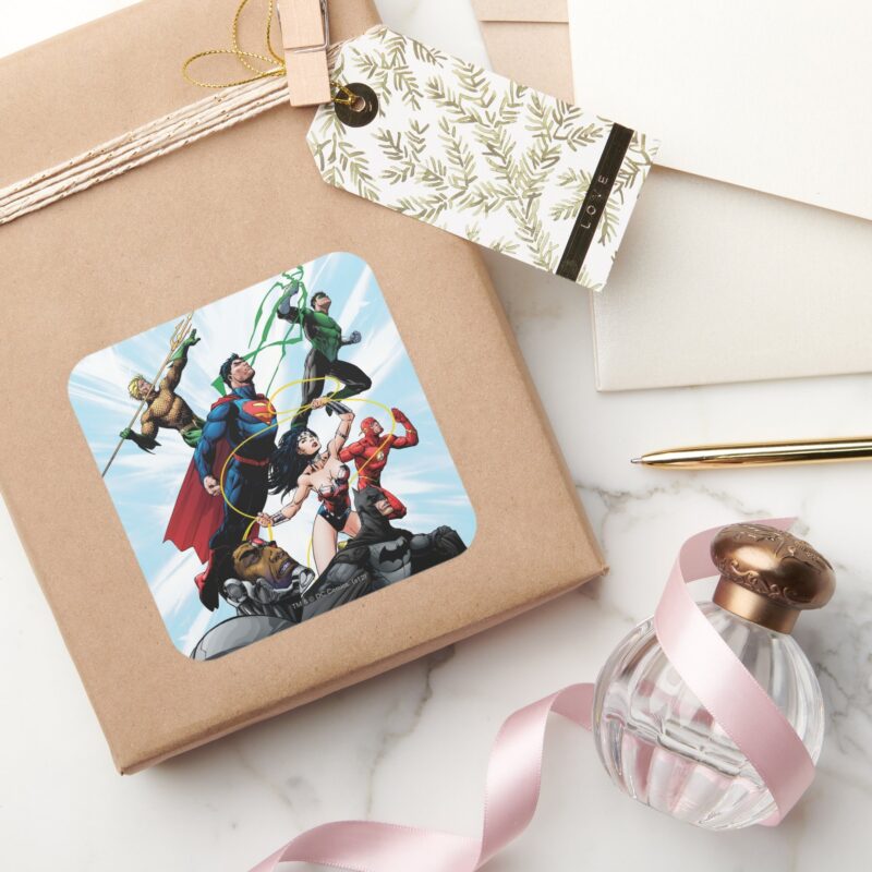 Justice League Group 1 Square Sticker Justice League Group 1 Square Sticker