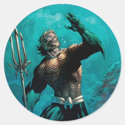 Justice League 10 Aquaman Drowned Earth Variant Classic Round Sticker