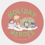 Justice League Chibi Delivering Presents Classic Round Sticker