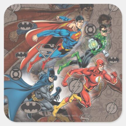 Justice League Collage Square Sticker