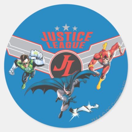 Justice League Flying Air Badge And Heroes Classic Round Sticker