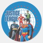 Justice League Global Heroes Classic Round Sticker