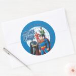 Justice League Global Heroes Classic Round Sticker