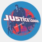 Justice League Global Heroes And Globe Classic Round Sticker