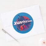 Justice League Global Heroes And Globe Classic Round Sticker