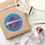 Justice League Global Heroes And Globe Classic Round Sticker