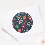 Justice League Holiday Bauble Pattern Classic Round Sticker