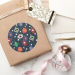 Justice League Holiday Bauble Pattern Classic Round Sticker