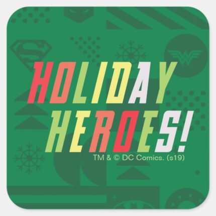 Justice League Holiday Heroes Graphic Square Sticker