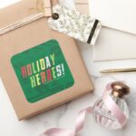 Justice League Holiday Heroes Graphic Square Sticker