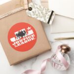 Justice League Logo And Character Silhouettes Classic Round Sticker