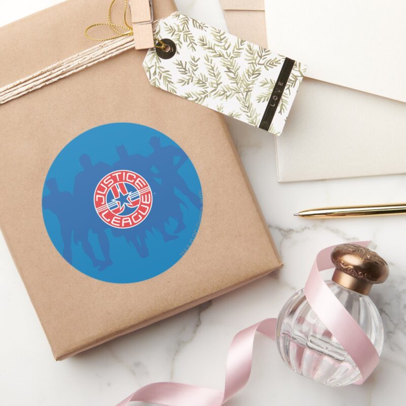 Justice League Logo And Solid Character Background Classic Round Sticker