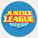 Justice League Name And Shield Logo Classic Round Sticker