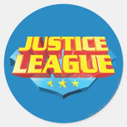 Justice League Name And Shield Logo Classic Round Sticker