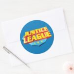 Justice League Name And Shield Logo Classic Round Sticker