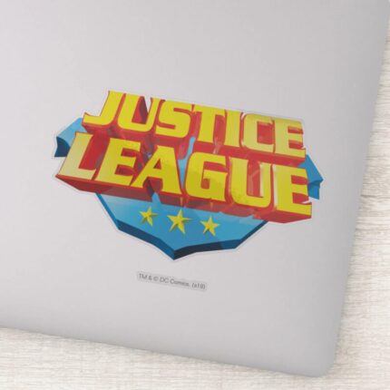 Justice League Name And Shield Logo Sticker